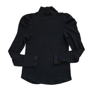 Free People Womens Long Sleeve Top Sz L Black Puff Sleeve Layer Basic Goth Easy